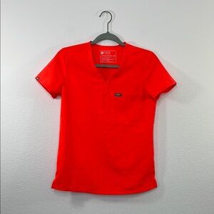 Figs Catarina One-Pocket‎ Scrub Women's Scrub Fiery Coral #5130